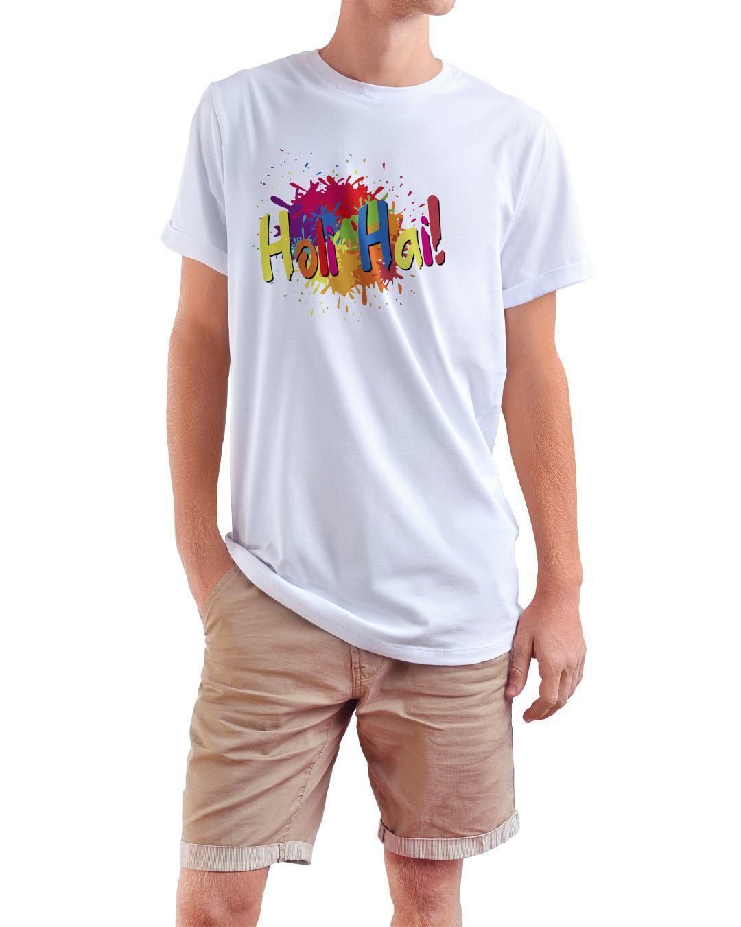 Holi Printed Round Neck Dry fit T-Shirt for Men/Women/Holi T-Shirt for Women/Couple Holi T-Shirts