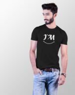 Smile Printed Black T-Shirts for Men - Image 4