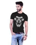 Tiger Graphic Printed Front Printed Cotton Black T-Shirt - Image 2