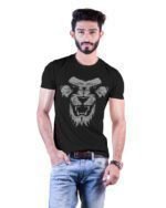 Tiger Graphic Printed Front Printed Cotton Black T-Shirt - Image 4