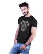 Tiger Graphic Printed Front Printed Cotton Black T-Shirt - Image 3