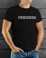 Punisher Graphic Printed Front and Back Printed Cotton Black T-Shirt - Image 2