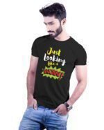 MountCart Store Just Looking Like a Wow Graphic Printed 100% Cotton T-Shirt - Regular Fit, Round Neck, Half Sleeves - Image 2