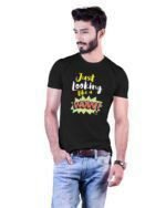MountCart Store Just Looking Like a Wow Graphic Printed 100% Cotton T-Shirt - Regular Fit, Round Neck, Half Sleeves
