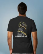 MountCart Store Wakanda Forever Black Panther Graphic Printed 100% Cotton T-Shirt - Regular Fit, Round Neck, Half Sleeves