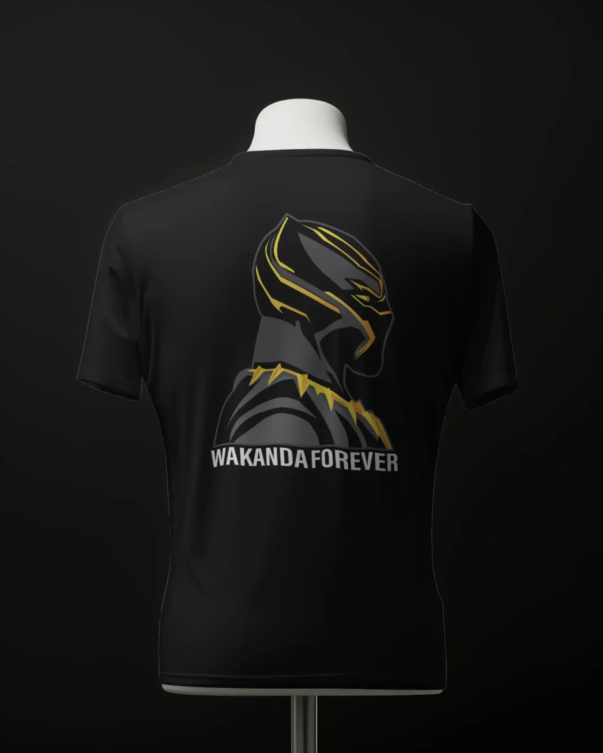 MountCart Store Wakanda Forever Black Panther Graphic Printed 100% Cotton T-Shirt - Regular Fit, Round Neck, Half Sleeves