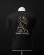 MountCart Store Wakanda Forever Black Panther Graphic Printed 100% Cotton T-Shirt - Regular Fit, Round Neck, Half Sleeves