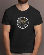 MountCart Store Wakanda Forever Black Panther Graphic Printed 100% Cotton T-Shirt - Regular Fit, Round Neck, Half Sleeves