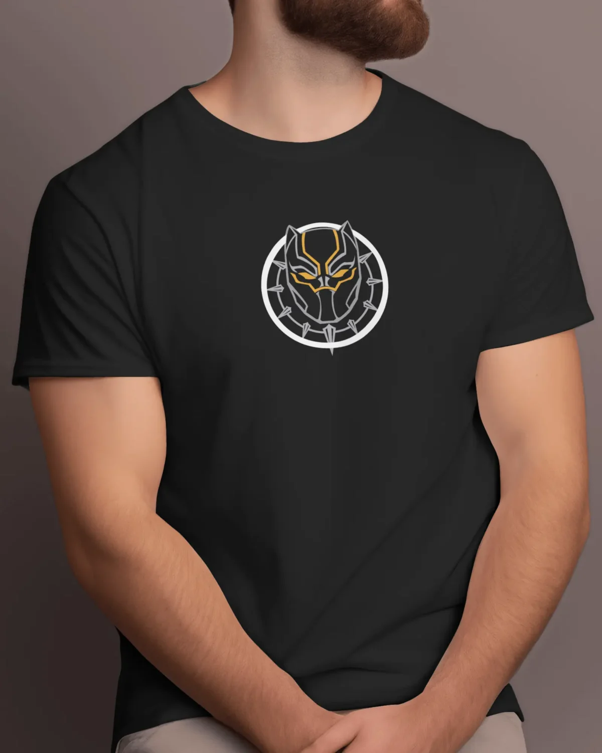 MountCart Store Wakanda Forever Black Panther Graphic Printed 100% Cotton T-Shirt - Regular Fit, Round Neck, Half Sleeves