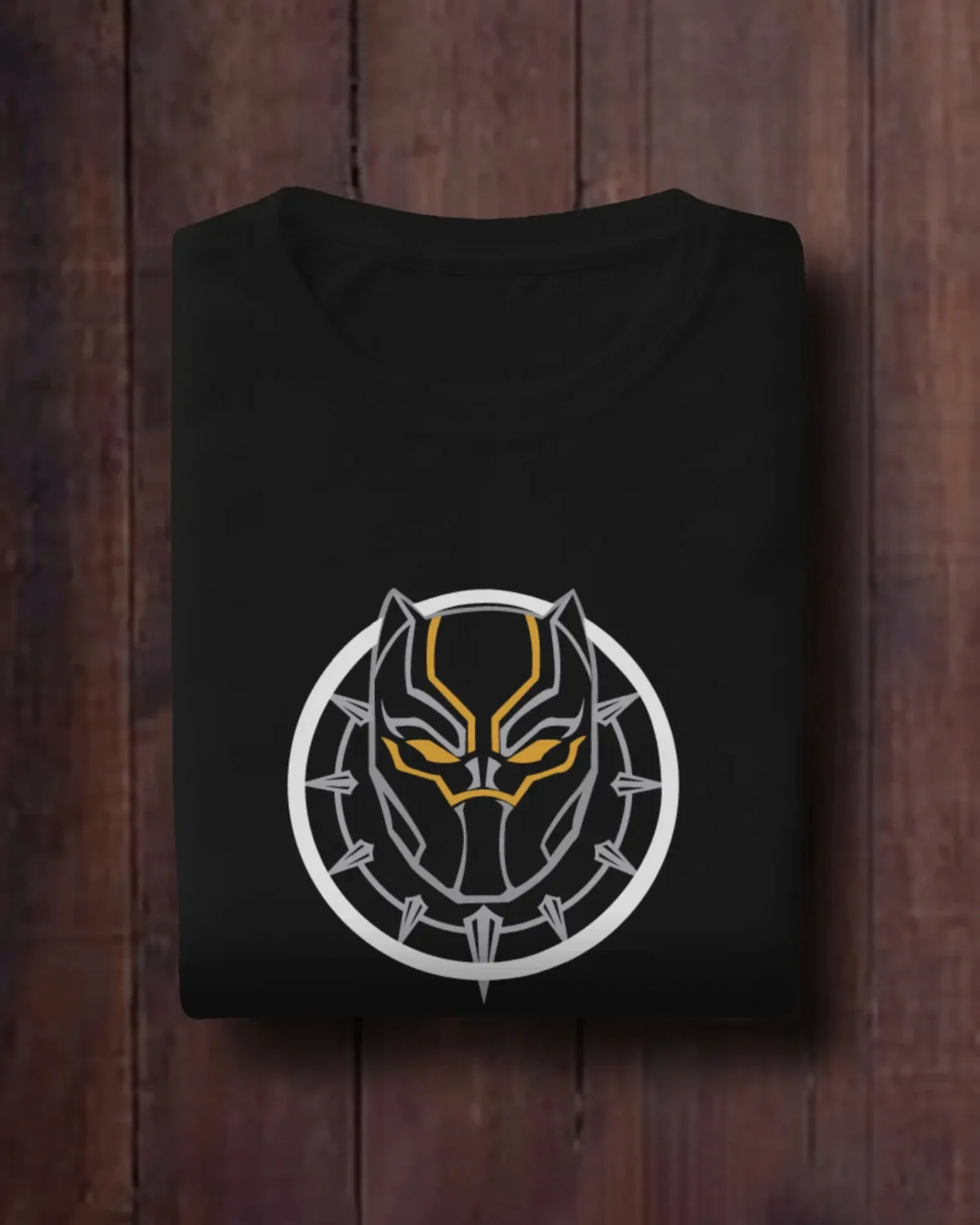 MountCart Store Wakanda Forever Black Panther Graphic Printed 100% Cotton T-Shirt - Regular Fit, Round Neck, Half Sleeves
