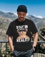 MountCart Store Streetwear Stay in Reality Graphics Printed Regular Bio-wash Cotton T-Shirt - Image 2