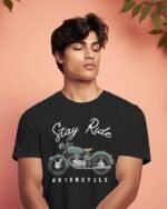 MountCart streetwear stay ride printed regular bio-wash cotton tshirt
