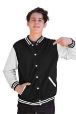 MountCart Store Premium Varsity Jacket Black and White Color