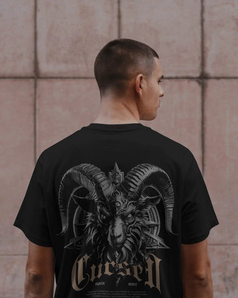 Cursell Beast Oversized Back Printed T-Shirts